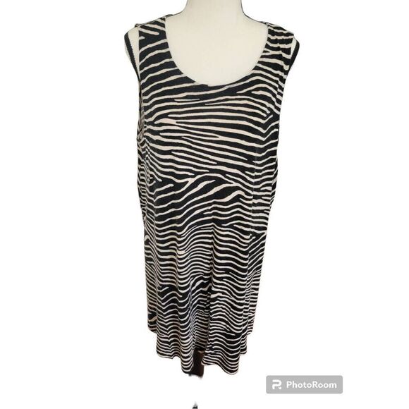 H&M Zebra Print Sleeveless Swing Dress Sz L - Picture 5 of 9